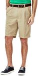 Haggar Men's Cool 18 Classic Fit Pleat Front Expandable Waistband Short (Regular and Big & Tall Sizes), British Khaki, 32