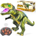 JOYIN LED Light Up Remote Control Dinosaur Walking and Roaring Realistic T-Rex Dinosaur Toys with Glowing Eyes, Walking Movement, Shaking Head For Toddlers Boys Girls