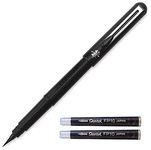 Pentel Refillable Pocket Brush Pen | Fade-resistant | Water based Pigmented Ink | With 4 FP10 Ink Cartridge Refill | Black ink, Pack of 1