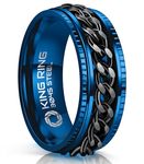 King Ring 8mm Super Spinner Ring – Premium Stainless Steel Fidget Ring for Men & Women - Blue Black 9