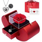 Preserved Real Rose Gifts for Women,Mum,Wife,Eternal Flowers Rose with I Love You Necklace in 100 Languages,Gifts for her on Birthday, Anniversary, Valentine's Day, Mother's Day, Christmas