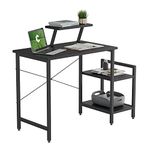 CubiCubi Small Computer Desk 80 x 50 cm Home Office Multipurpose Writing Desk with Extra Storage Rack and Moveable Shelf,Black