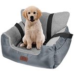 FAREYY Dog Car Seat for Small Dogs, Warm Soft Pet Car Seat Washable Dog Car Bed with Storage Pocket and Clip-On Safety Leash Portable Car Travel Carrier Booster Seats