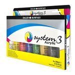 Daler-Rowney System3 59ml Acrylic Paint Selection Set, 8 x Assorted Vibrant Colours, Multi-Surface, Ideal for Professional Artists & Students