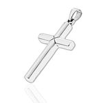 925 Sterling Silver Plain Thick Cross Pendant,Free engraving service,Quality - KimnKim D1