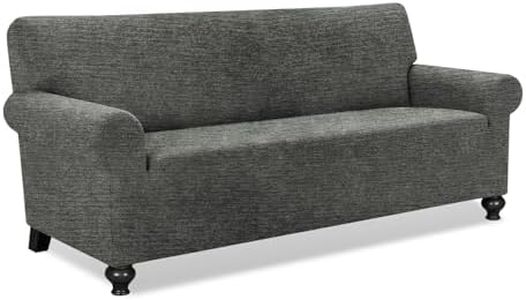 URBANLIFE 1-Piece Stretch Sofa Slipcovers for 3 Cushion Couch, Super Stretch Spandex Non-Slip Sofa Cover with Elastic Bottom, Machine Washable Furniture Protector for Kids & Pets, Gray