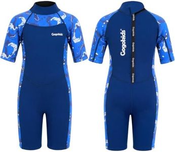 Gogokids Kids Shorty Wetsuit, 2mm SCR Lightweight Neoprene Wetsuits for Toddlers, Back Zipper Children's Short Wet Suits Comfort & Warmth for Swimming, Snorkelling & Surfing, Ages 2-8 Boys Girls