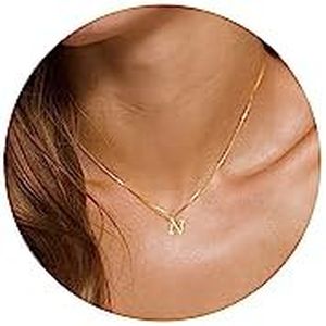 Foxgirl Gold Initial Necklaces for Women, Dainty Gold Letter Necklace Tiny A-Z Pendant Choker Necklace Trendy Cute Personalized Monogram Name Necklace Gold Jewelry Necklace for Women Gift, Brass, No