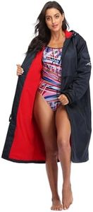 Adoretex 100% Waterproof Swim Parka, Hooded Warm Scuba Coat Surf Jacket for Men and Women (PK008) - Navy/Red - XXXL