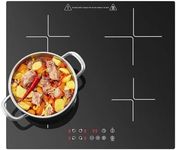 KICHPOWER Induction Hob 4 Zones, Built-in Induction Hob 60 cm with Booster, 4 Burner Cooker, Touch Control, 9 Power Levels, 1-99 Min Timer, Child Lock, Heat Indicator, No Plug