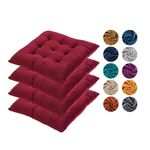 Hixingo Chair Cushions Set of 4, Dark Green Seat Cushions for Dining Chairs, Crystal Velvet Soft Cotton Kitchen Chair Cushions, Dining Chair Cushions for Armchair Seat Pad (40cm,Burgundy Red)