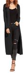 Re Tech UK Ladies Womens Maxi Plus Size Long Cardigans for Women UK Collared Top Long Full Sleeve Floaty Women's Cardigans Coatigans Sizes 8-26 (Black - XXL)