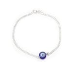 DHRUVS COLLECTION 925 Pure Silver Adjustable Silver Chain Bracelet With Evil Eye For Girls & Women