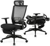 Foldable Office Chair with Foot Rest, Ergonomic Office Chair with Adjustable Lumbar Support, Headrest, Armrest, High Back Mesh Chair, Home Office Desk Chair for Space Saving, Black