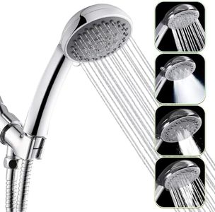 5-Mode Handheld Shower Head with Hose 4.9 Ft - Shower Wand 3.64 Inch Hand Held Shower Head with Long Hose - Shower Sprayer Attachment for Shower - Detachable Shower Head with Handheld Showerhead