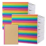 PAPERAGE 48-Pack Composition Notebook Journals, Kraft Cover with Rainbow Spines, 120 Pages, Lined Paper, Small Size (8 in x 5.75 in) – for School, Office, or at-Home Use