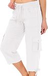 MoFiz Hiking Cargo Shorts for Women Outdoor Quick Dry Athletic Shorts for Boating Camping with Pockets White