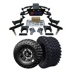 Hardcore Parts 6” Heavy Duty Double A-Arm Suspension Lift Kit for Club Car PRECEDENT Golf Cart (2004+) with 10" Machined/Black 'Lancer' Wheels and 22"x11"-10 DOT rated All-Terrain tires