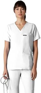 Members Only Women's Siena Scrub Top with 5 Pocket | Hospital Uniform|Nursing Scrubs| Pull On closure Shirt (White, XS)