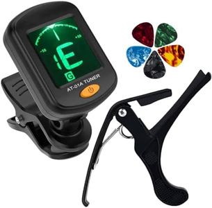 TECHBLAZE Guitar Capo with Guitar Tuner and 5 Picks 360 Degree Rotational Guitar Tuner for Electric Acoustic Guitar one Handed Trigger Guitar Metal Capo Quick Change for Ukulele (Guitar Capo + Tuner)