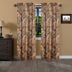 VISI-ONE Realtree Xtra Camouflage Window Rod Pocket Curtains, 4 Pieces of Camo Drapes (2 Curtains, 2 Tie Bands), Forest Camo and Hunter Theme, and Perfect for Home Decor - 42" x 87" Inches