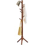 IBUYKE Coat Rack Freestanding, Wooden Coat Tree with 3 Adjustable Sizes and 8 Hooks, Easy to Assembly Coat Rack Stand for Bedroom Office Hallway, Brown URF-1195