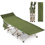 Yaheetech Oversized Portable Camping Cot, Outdoor Folding Bed with Sides Pockets for Travel/Fishing, Light Aluminium Steel Legs, 150kg Load