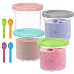 Hossejoy 4 Packs Ice Cream Pints Containers and Lids with spoon, Ice Cream Pints Cup, Ice Cream Storage Containers,Reusable, Airtight and Dishwasher Safe