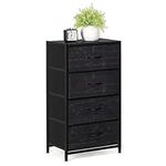 LIANTRAL Dresser with 4 Drawers, Fabric Dressers for Bedroom, Small Chest of Drawers, Sturdy Steel Frame & Wood Top, Storage Drawers Tower for Bedroom, Hallway, Entryway, Closets (Black Wood Grain)