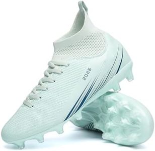 Biayvisas Soccer Cleats for Mens Womens Turf Soccer Shoes Indoor Footall Cleats High Ankle TF AG FG Football Boots Wide Training Sneaker (USW_2501 Yue AG_46)