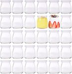 Lawei 30 Pcs Yogurt Pudding Bottle 200ml Milk Glass Jars with Plastic Lids Mini Cups Food Storage Containers for Jams Honey Dessert