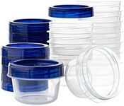 PLASTICPRO [4 oz 144 Pack] Twist Top Deli Containers Clear bottom With blue Top Twist on Lids Reusable, Stackable, Food Storage Freezer Container Pack of 144