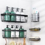 Shower Caddy, 5 Pack Adhesive Shower Organizer with 28 Hooks Wall Shampoo Holder for Bathroom Organizers & Kitchen, Rustproof Large Shower Caddy Shelf Shower Shelves