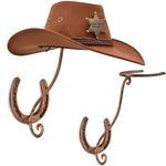 Flyroom 2 Pack Cowboy Hat Rack for Wall,Cowboy Hat Holder Cast Iron,Western Wall Decor Horseshoe Hooks, Rustic Western Horseshoe Hooks for Storage and Display