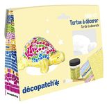 Décopatch - Ref KIT036C - Turtle Mini Kit - Suitable for Children - Includes White Papier Mache Animal, 2 x Décopatch Sheets, Brush & Pot of PaperPatch Glue