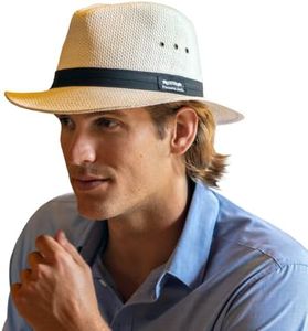 Panama Jack Straw Safari Mens Sun Hat - Black Band, 2.5" Brim, UPF 50+ Sun Protection