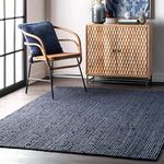 Habere India-All the Cultures Fabricating India Jute Carpet for Living Room, Jute Floor Mat, Rugs for Living Room, Jute Centre Table Carpet (Metallic Blue, 4 * 6 Rectangular)