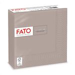 Fato - Disposable Paper Napkins, Ideal for Lunches and Buffets, Pack of 50 Napkins, Size 33x33, Folded in 4, 2 ply, Taupe Color, 100% Pure Cellulose, FSC Certified