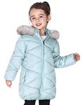 SOLOCOTE Girls Winter Coats Hooded Sherpa Lined Lightweight Jacket Thick Warm Puffy Waterproof Windproof Cotton Shiny Jackets 170763-Green-5-6Y