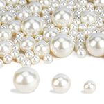 Suream Floating Beads for Centerpieces, 250PCS No Hole Faux Ivory Pearls and 2300PCS Water Beads for Vase Filler, Round Glossy Polished Beads for Table Scatters, Wedding Party, Album Decor, 8/14/20mm