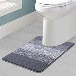 Enyhom U Shape WC Toilet Mat 50 x 60 cm, Ultra Soft Non Slip Pedestal Mat for Toilet Absorbent Washable Bathroom Toilet Rug Bath Mat, Grey