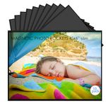 Mositear 10 Pack 4"x6" Premium Super Slim Magnetic Picture Pockets Frames with Black Holds 4 x 6 inches Photo for Refrigerator | NEW VERSION | EASE of INSERTING