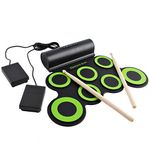 deAO Foldable Electronic Drum Kit Musical Entertainment Play Set with Built-in Speakers, Foot Pedals & Drum Sticks – Great for Kids