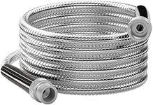 SPECILITE 15 ft Garden Hose Metal, Heavy Duty 304 Stainless Steel Water Hoses - Flexible, Never Kink & Tangle, Puncture Resistant for Yard, Outdoor, Garden（No Nozzle)