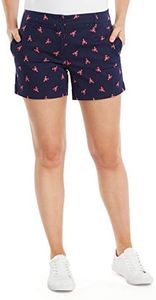 Nautica Women's Comfort Tailored Stretch Cotton Solid and Novelty Short, Lobster Print, 10