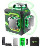 LasGoo LG-3DM Green Beam Laser Level, Self-Leveling 3x360° Cross Line Laser for Construction and Picture Hanging, 5200mAh Built-in Rechargeable Battery, Type-C Cable, Magnetic Rotating Stand Included