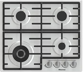 Hisense GM663XB Gas Hob, 4 Cooking Areas, Width 60 cm, Double Crown Wok Burner and Cast Iron Grilles, Integrated Ignition, Anti Fingerprint Stainless Steel