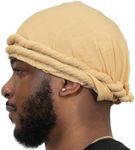 Veeta Superior Halo Turban Silk Satin Lined Head Wrap, Pre-Tied Turban for Men & Women, Turban Durag Wave Cap (Tan)