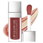 AOOWU Plumping Lip Oil Tinted, Moisturizing Lip Oil Long Lasting Nourishing Lip, Hydrating Lip Gloss Tint Lipstick for Women, Glitter Shine Liquid Lipstick, Lip Glaze Makeup Cosmetic