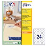 Avery Printable, Customisable Removable Round Labels, 24 Labels Per A4 Sheet, 600 Labels, White